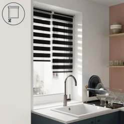 Store enrouleur jour / nuit sans perçage Elin 2 noir l.40 x H.140cm Goodhome