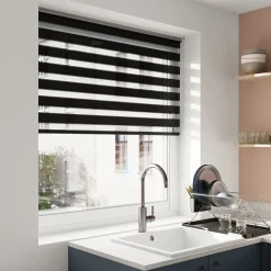 Store enrouleur jour / nuit sans perçage Elin 2 noir l.120 x H.180cm Goodhome