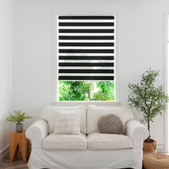 Store enrouleur jour / nuit sans perçage Elin 2 noir l.120 x H.180cm Goodhome