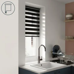 Store enrouleur jour / nuit sans perçage Elin 2 noir l.60 x H.180cm Goodhome