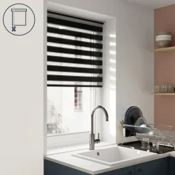 Store enrouleur jour / nuit sans perçage Elin 2 noir l.80 x H.180cm Goodhome