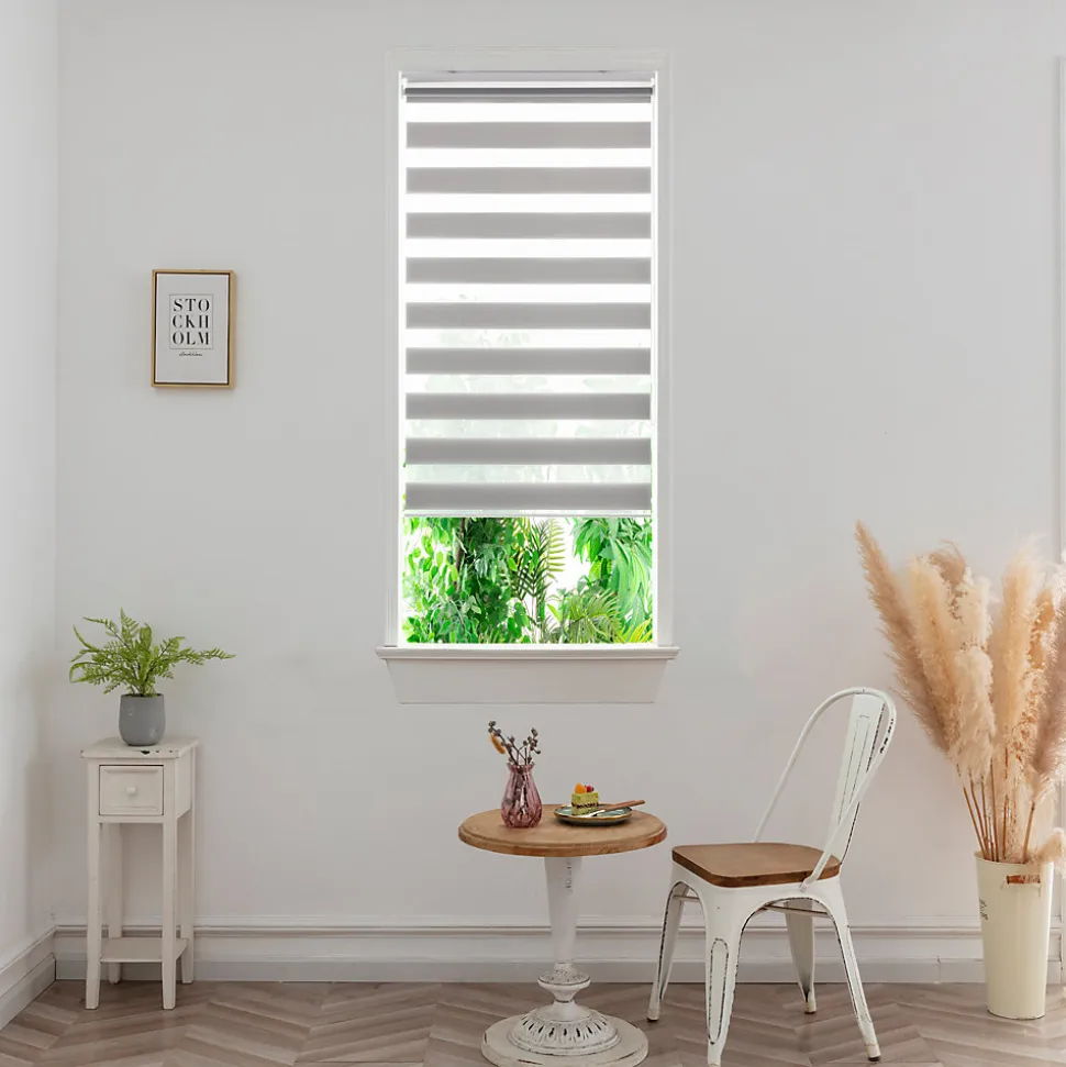 Store enrouleur jour / nuit sans perçage Elin 2 gris béton l.40 x H.140cm Goodhome