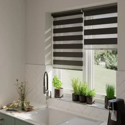 Store enrouleur jour / nuit sans perçage Keston noir l.80 x H.180cm Goodhome