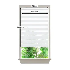 Store enrouleur jour / nuit sans perçage Elin 2 blanc cassé l.90 x H.240cm Goodhome
