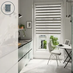 Store enrouleur jour / nuit sans perçage Brize gris chiné l.180 x H.240cm Goodhome