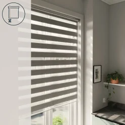 Store enrouleur jour / nuit sans perçage Brize gris chiné l.180 x H.240cm Goodhome