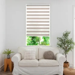 Store enrouleur jour / nuit sans perçage Elin 2 gris perle l.90 x H.240cm Goodhome