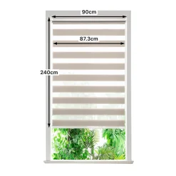Store enrouleur jour / nuit sans perçage Elin 2 gris perle l.90 x H.240cm Goodhome