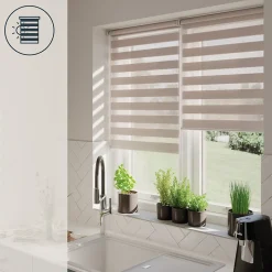 Store enrouleur jour / nuit sans perçage Elin 2 gris perle l.55 x H.180cm Goodhome