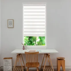 Store enrouleur jour / nuit sans perçage Brize blanc chiné l.75 x H.240cm Goodhome