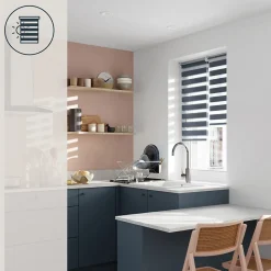Store enrouleur jour / nuit sans perçage Elin 2 bleu l.40 x H.140cm Goodhome