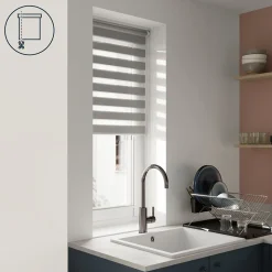 Store enrouleur jour / nuit sans perçage Elin 2 gris béton l.55 x H.180cm Goodhome