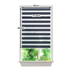 Store enrouleur jour / nuit sans perçage Elin 2 bleu l.80 x H.180cm Goodhome