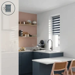 Store enrouleur jour / nuit sans perçage Elin 2 bleu l.80 x H.180cm Goodhome