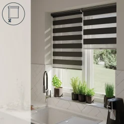 Store enrouleur jour / nuit sans perçage Keston noir l.60 x H.180cm Goodhome