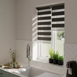 Store enrouleur jour / nuit sans perçage Keston noir l.45 x H.140cm Goodhome