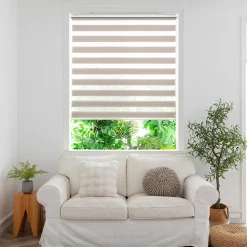 Store enrouleur jour / nuit sans perçage Elin 2 gris perle l.180 x H.240cm Goodhome