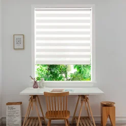 Store enrouleur jour / nuit sans perçage Brize blanc chiné l.180 x H.240cm Goodhome