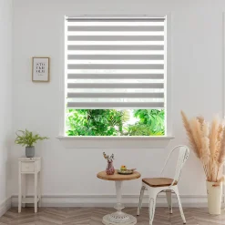 Store enrouleur jour / nuit sans perçage Elin 2 gris béton l.180 x H.240cm Goodhome