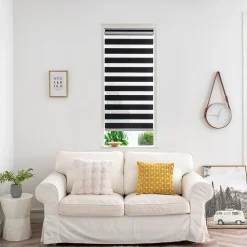 Store enrouleur jour / nuit sans perçage Keston noir l.40 x H.140cm Goodhome