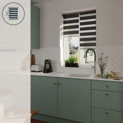 Store enrouleur jour / nuit sans perçage Keston noir l.40 x H.140cm Goodhome
