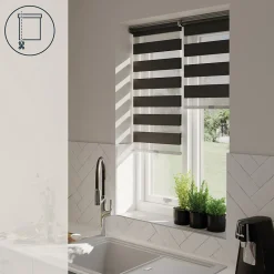 Store enrouleur jour / nuit sans perçage Keston noir l.40 x H.140cm Goodhome