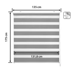 Store enrouleur jour et nuit - Easydeco - Gris - 135 x 175 cm