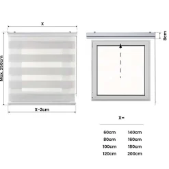 Store Enrouleur Jour Nuit Premium Finitions en Aluminium Gris clair 120 x 250 cm