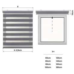 Store Enrouleur Jour Nuit Drop double tissage Argent 100 x 180 cm