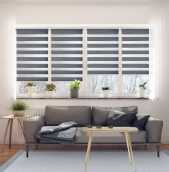 Store Enrouleur Jour Nuit sans perçage EasyFix Argent 120 x 180 cm
