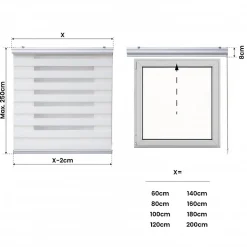 Store Enrouleur Jour Nuit Premium Finitions en Aluminium Blanc 140 x 250 cm