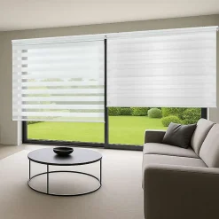 Store Enrouleur Jour Nuit Drop double tissage Blanc 160 x 180 cm