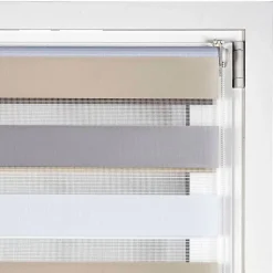 Store Enrouleur Jour Nuit sans perçage EasyFix Blanc-gris-beige 75 x 180 cm