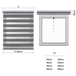 Store Enrouleur Jour Nuit Drop double tissage Gris 80X250