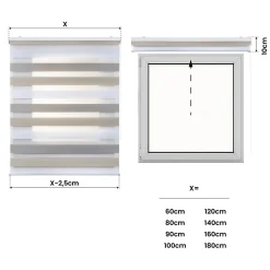 Store Enrouleur Jour Nuit Drop double tissage Tricolore 80X250