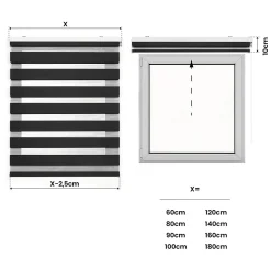 Store Enrouleur Jour Nuit Drop double tissage Argent 80X250