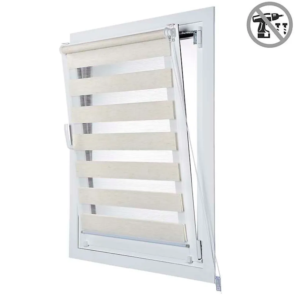 Store Enrouleur Jour Nuit sans perçage EasyFix Lin 75 x 180 cm