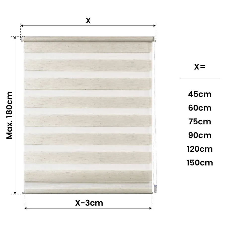 Store Enrouleur Jour Nuit sans perçage EasyFix Lin 75 x 180 cm