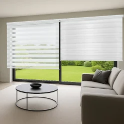 Store Enrouleur Jour Nuit Drop double tissage Blanc 180X250