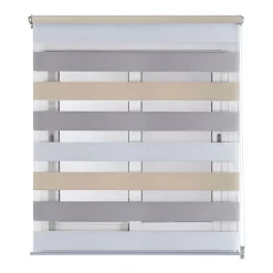 Store Enrouleur Jour Nuit sans perçage EasyFix Blanc-gris-beige 45 x 180 cm