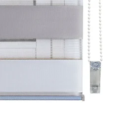 Store Enrouleur Jour Nuit sans perçage EasyFix Blanc-gris-beige 45 x 180 cm