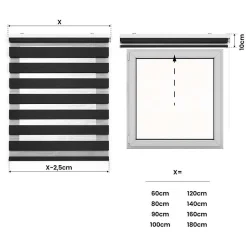 Store Enrouleur Jour Nuit Drop double tissage Gris 100 x 180 cm
