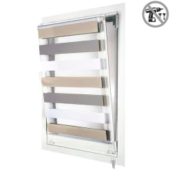 Store Enrouleur Jour Nuit sans perçage EasyFix Blanc-gris-beige 120 x 180 cm