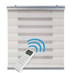 Store Enrouleur Motorisé Jour Nuit avec Batterie, Double Tissu, Finitions Aluminium Beige 200 x 250cm