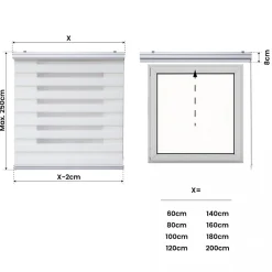 Store Enrouleur Motorisé Jour Nuit avec Batterie, Double Tissu, Finitions Aluminium Blanc 200 x 250cm