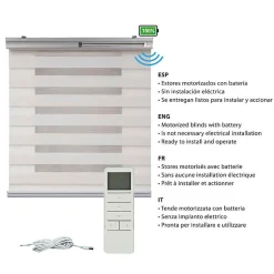 Store Enrouleur Motorisé Jour Nuit avec Batterie, Double Tissu, Finitions Aluminium Beige 160 x 250cm