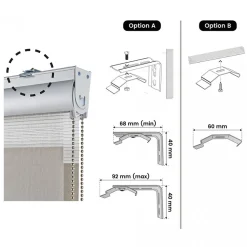 Store Enrouleur Motorisé Jour Nuit avec Batterie, Double Tissu, Finitions Aluminium Beige 160 x 250cm