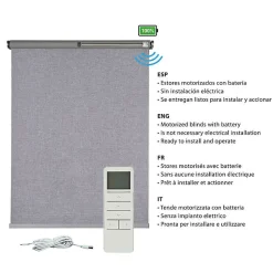 Store enrouleur motorisé tamisant transparent avec moteur, batterie et commande pour fenêtres/portesGris 100x250 cm
