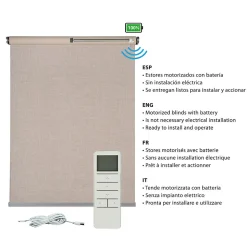 Store enrouleur motorisé tamisant transparent avec moteur, batterie et commande pour fenêtres/portesBeige 180x250 cm