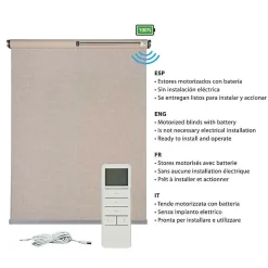 Store enrouleur motorisé tamisant transparent avec moteur, batterie et commande pour fenêtres/portesBeige 100x250 cm